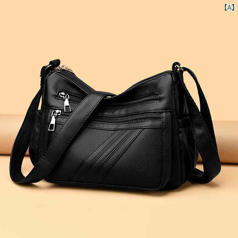 Trade 2025 新しい 女性の多 用途 ファッション 中年 マザーバッグソフトレザー大 容量 ショルダーメッセンジャーバッグ