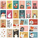 moin moin クリスマスカード 動物 アニマル 24種 大量 アソートセット 封筒付 2つ折り