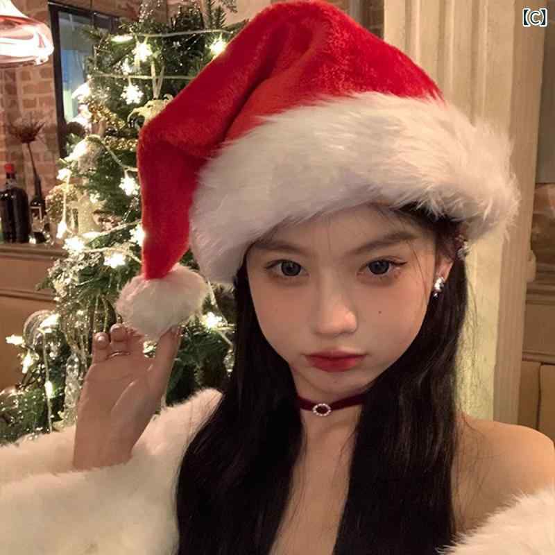 スカイライトの赤い 帽子 _ かわいい 新年の クリスマスの 帽子の 子供の 冬の 太線の ニットの 帽子の 赤い 厚い 毛糸の 帽子の 保温の 潮｜アングル3
