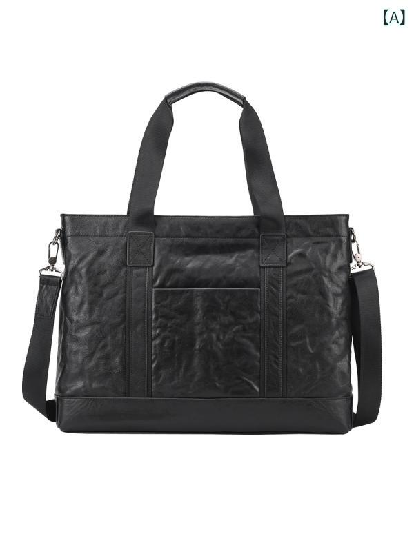 Men'S Bag - 新しい メンズブリーフケース本 革 ビジネス ハンドバッグ第 一層 牛革 横型 カジュアル大 容量 メンズバッグコンピュータバッグ