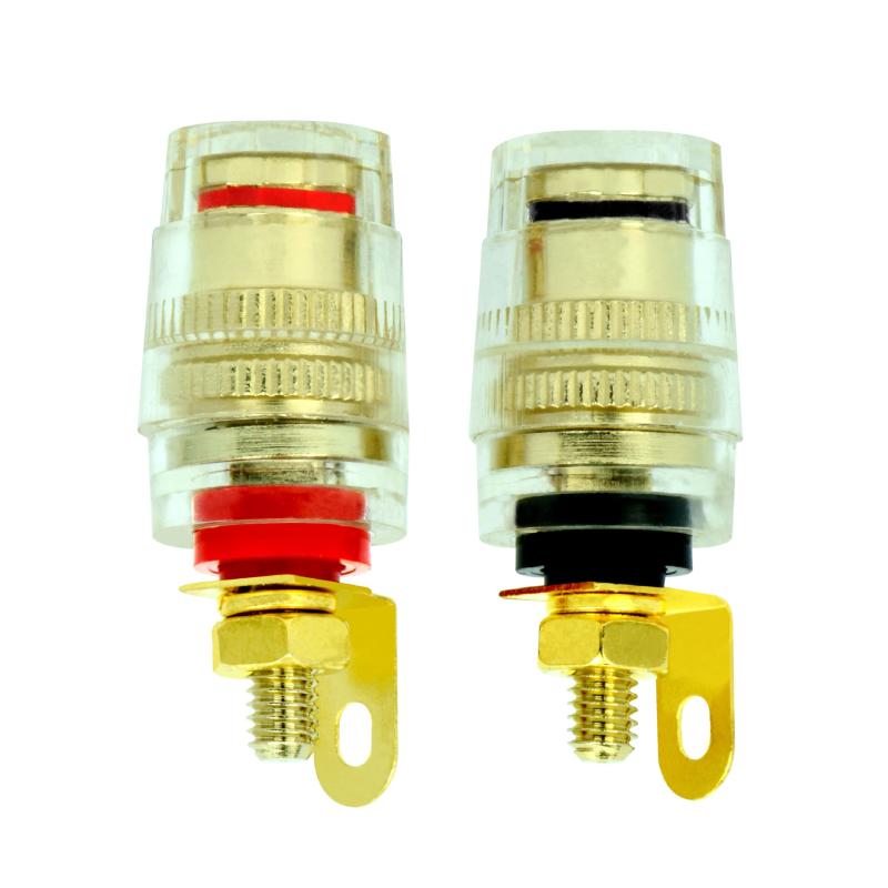 Conext Link 2組 金メッキオーディオスピーカー 5mm ケーブルバインディングポスト 短ねじ端子 (16911)