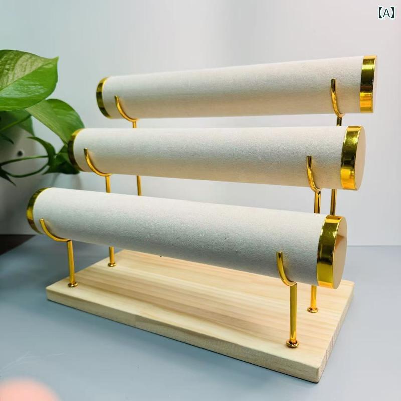 Wooden Velvet Luxury European Style Fashion Bracelet Display Shelf, Bracelet Display Rack, Jewelry Shelf, Metal Watch Storage Shelf