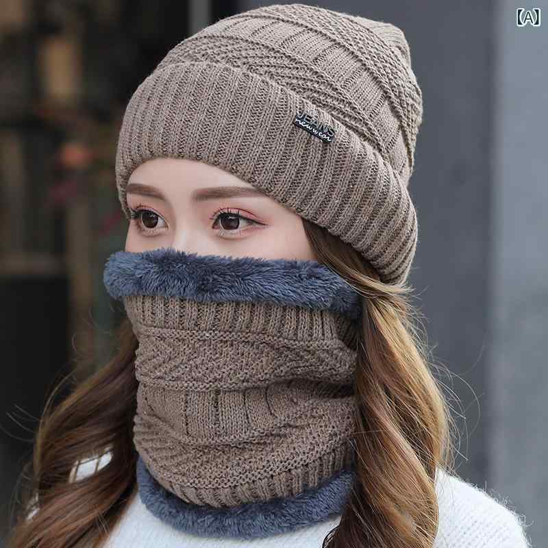 Rakuten - 帽子の 女性の 冬の 保温と ベルベットの 毛糸 帽 韓国 版 百 合 秋冬の 女性が 自転車で 耳を 保護 する 防寒 ニット 帽