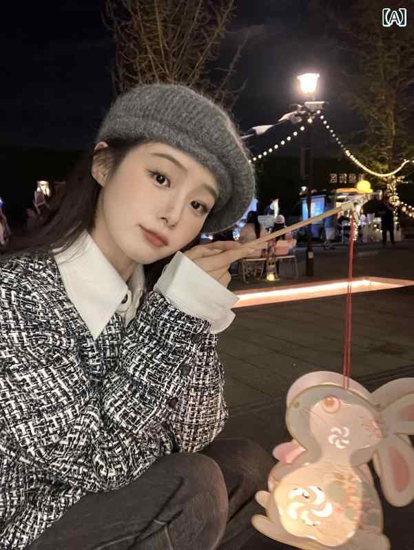 馬 海の 毛の メリヤスの ベレーの 帽子の 女性の 秋冬の 毛の 絨毛の 画家の 帽子の 百 合の 大きい 頭の 周りは 顔の 小さい ウールの 毛糸の 帽子を 現します。(x2)(4.0)