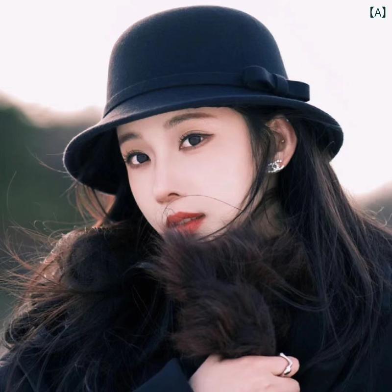 秋冬 帽子 レディース フレンチレトロ 風 シャネル 風 ハイソープロフェッショナル 風 ヘップバーン 風 小 顔 効果 イミテーション ウール フィッシャーマンハット(x2)