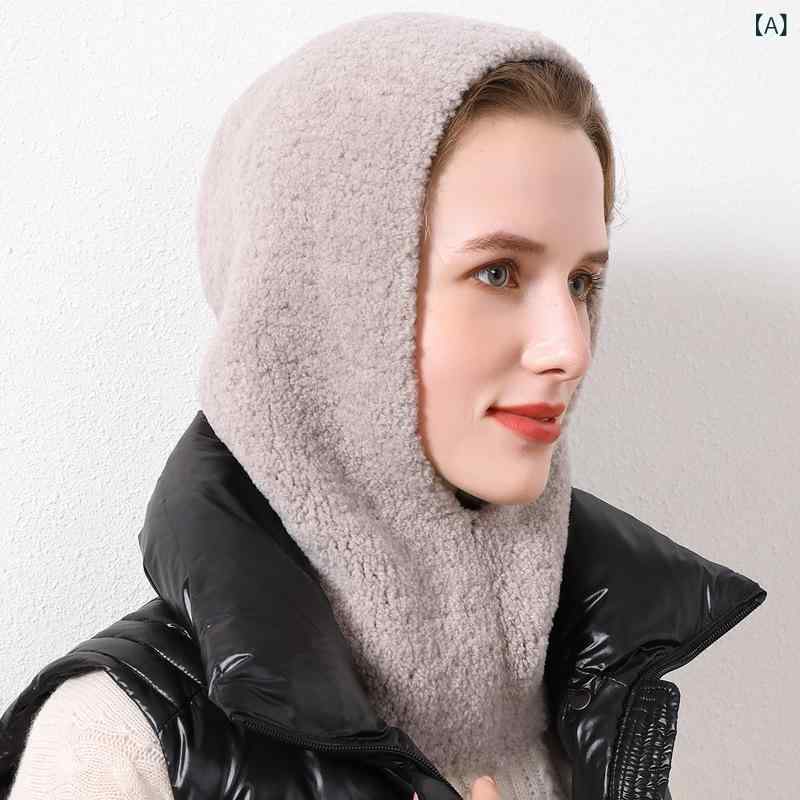 2024 年 春 モデル ウール 帽子 レディース 韓国 風 可愛い 首を 守る 防風 アウトドア サイクリング ふわふわ 暖かい 帽子