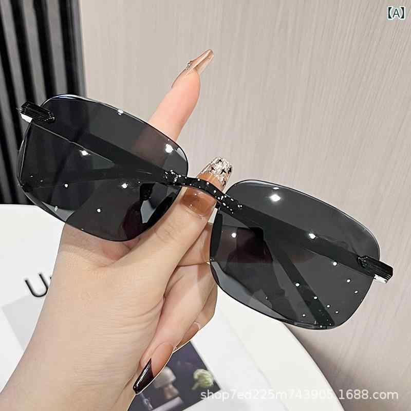 2025 新しい サングラス メンズ Douyin 人気の抗 UV サングラストレンディな フレーム レスエッジカットファッションサンシェードサングラス