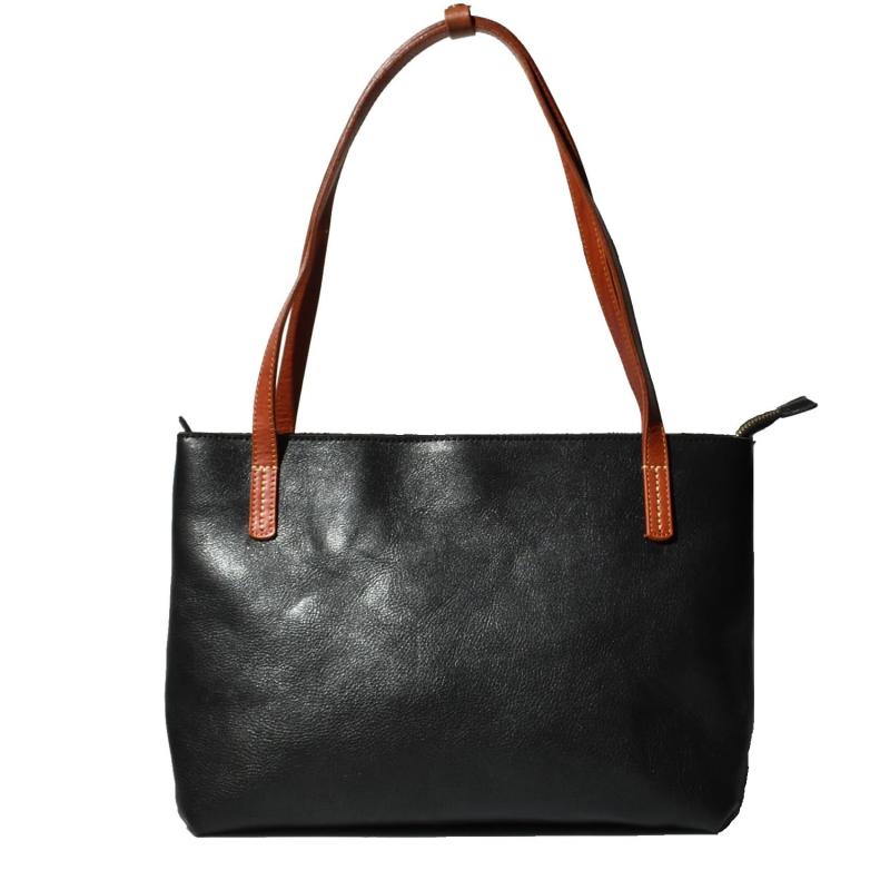 [エイトボアー] 牛本革 シワ加工 シュリンクレザー 小型トートバッグ メンズ ブラック黒k40