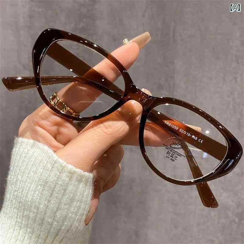 RAY-BAN - 新型 レ トロ 猫の 目の 黒い 枠の 平光 鏡の 青い 光の 近視の メガネは 度数の 小さい 顔の すっぴんの 女性の メガネの 枠を 配合 する ことが できます。