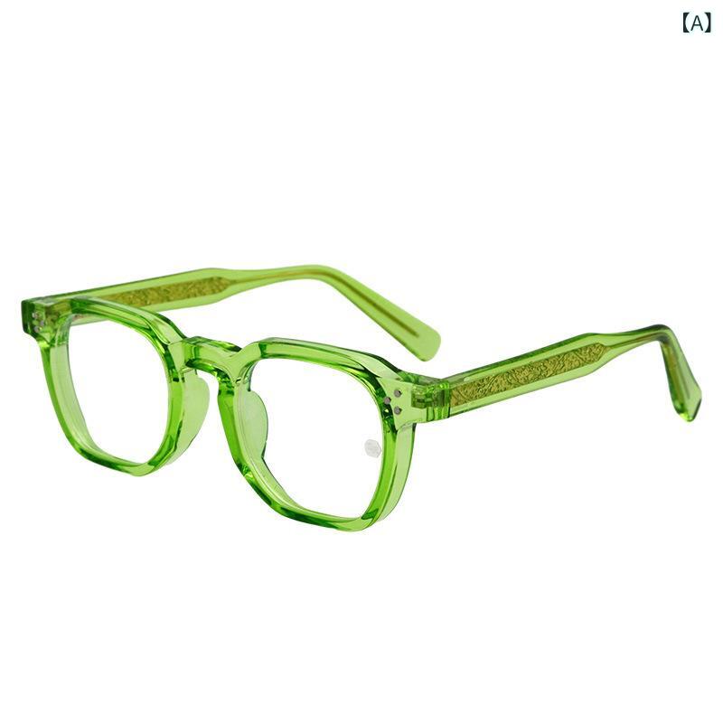新しい 日本と 韓国の レ トロな メガネ フレーム TR フレームメガネファッショナブルな 光学 メガネは、 近視抗 青色 光 フラット メガネを 装備 可能(x2)(4.0)