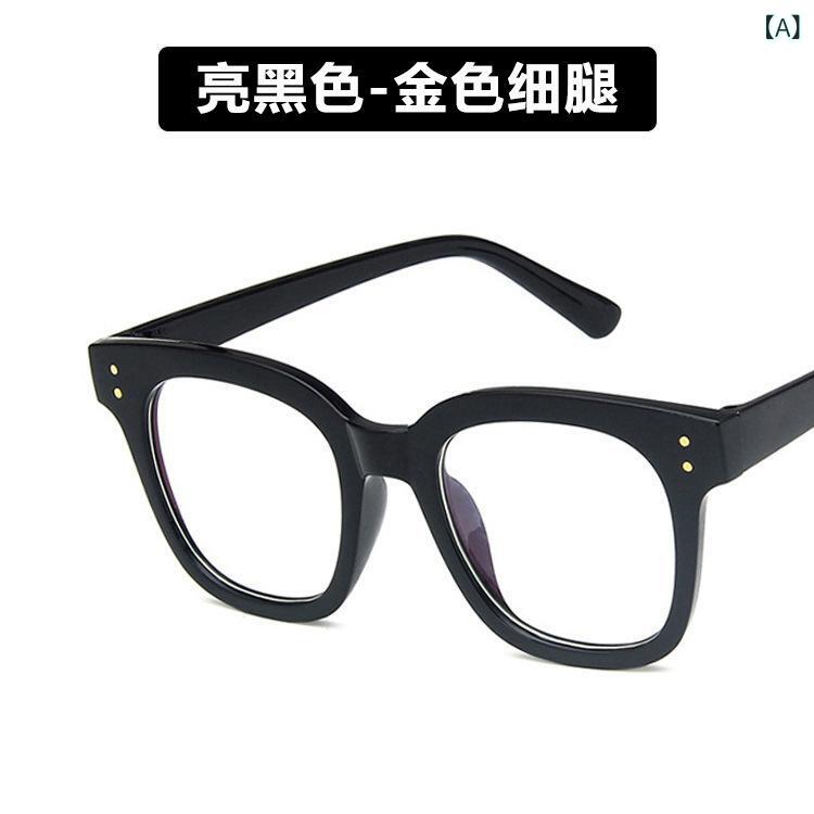 韓国の 古典 的な 黒枠 男性 眼鏡 ブルー レイ 防止 近視 2022 新型 眼鏡 枠 潮 円 顔 平光 鏡