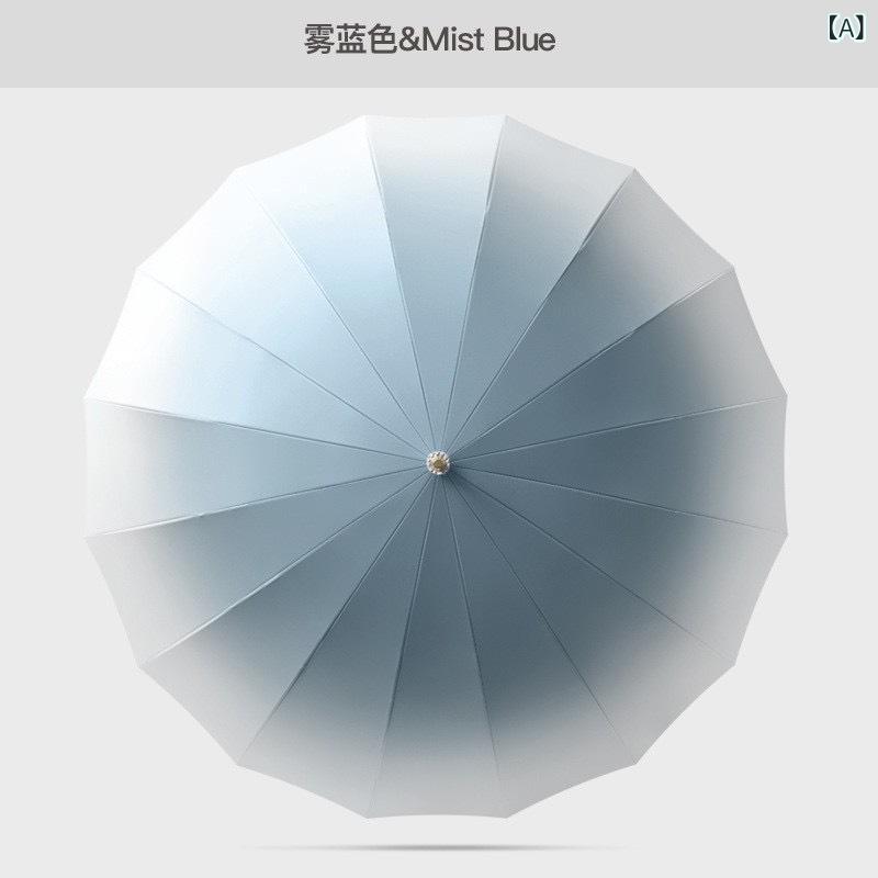 Rakuten - 新型 16 本 骨 大型 グラデーション 黒 塗り ストレート 傘 日焼け 止め UV カット 長柄 広告 傘 ロゴ 入り 雨傘・ 日傘