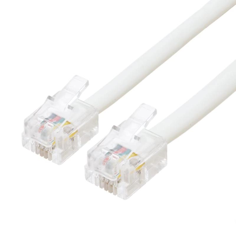 AMZTOP ミヨシ MCO モジュラーケーブル ホワイト 6極4芯 6極2芯 対応 20m 電話機コード 電話線 家庭用電話機 ビジネスホン RJ11 ZTL-420WH