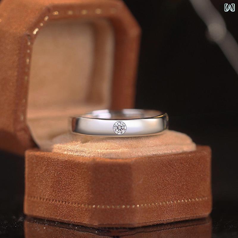 莫桑 石 活 口 指輪 カップルペアリング 男女 ペア 1 カラット ダイヤモンド リング 結婚 婚約 プロポーズ プレゼント