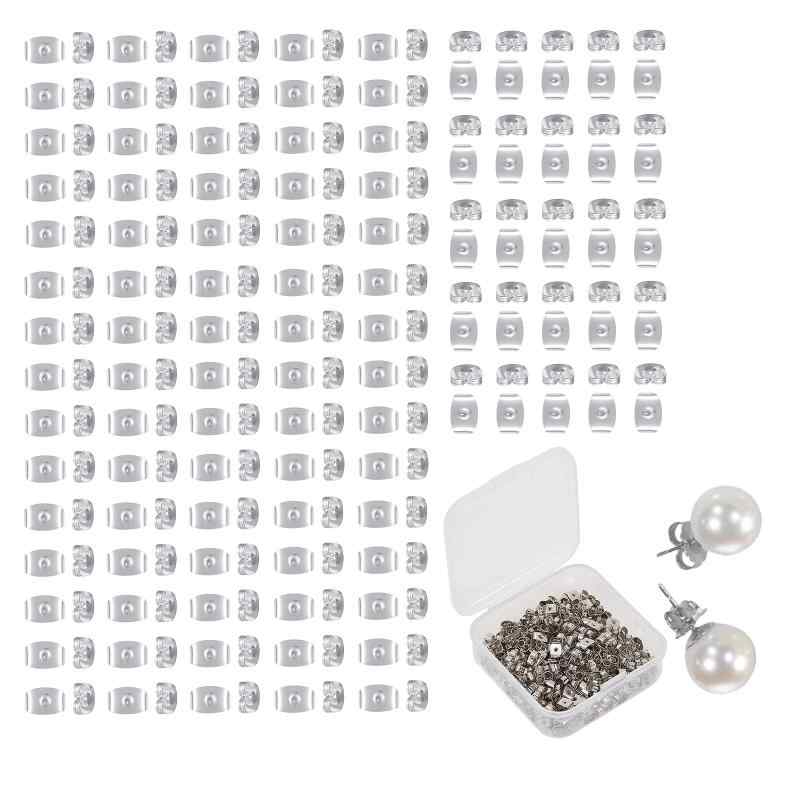 Sellerian ピアス キャッチ シリコン ピアス パーツ 200個 (100ペア) ピアス キャッチ 落ちない 金属アレルギー対応 下向き防止 男女兼用 紛失防止 透明収納ボックス付き あらゆるタイプのイヤリ