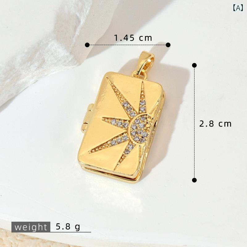 樂天商城 - フォト フレーム 星 月 桃 心 銅 ジルコンネックレスペンダント 五 角 星 太陽 diy アクセサリー アクセサリー