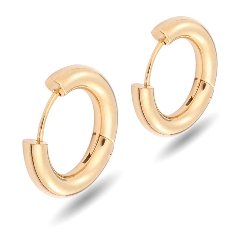 [Adelina Style] フープピアス 人気 幅4/5mm 太めピアス 18G リング ピアス つけっぱなし ペア メンズ レディース 男女 サージカルステンレス 金属アレルギー対応