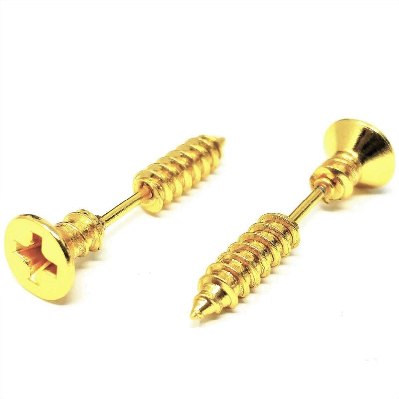 [Puente] 3COLOR ねじ ピアス 両耳 3色セット ペア ペアセット ステンレス 金属アレルギー対応 シルバー ゴールド ブラック スタッドピアス スタッド ボディピアス 18G 韓国 韓流 オルチャンファ