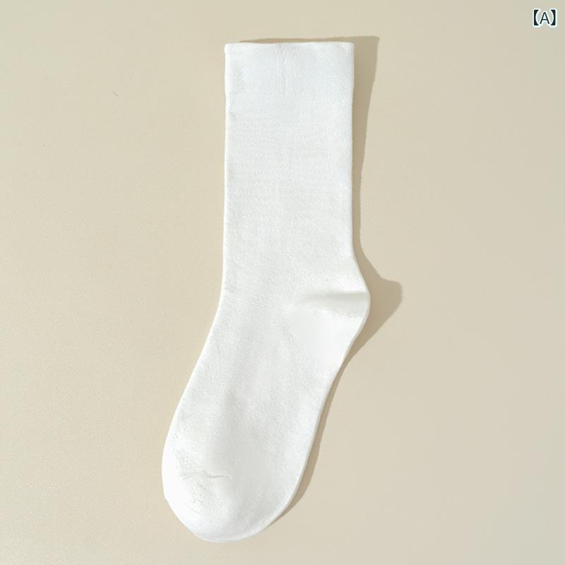 白い 靴下 女性 用 純綿 秋冬 ミドル 丈 ソックス シームレス 産後 ソックス 綿 100 % ロング 丈 ソックス パイル ソックス諸 曁市 靴下 業生地名: コットン二本針ソックス: はい：ダブルニードルソックス骨なし縫製: いいえ...