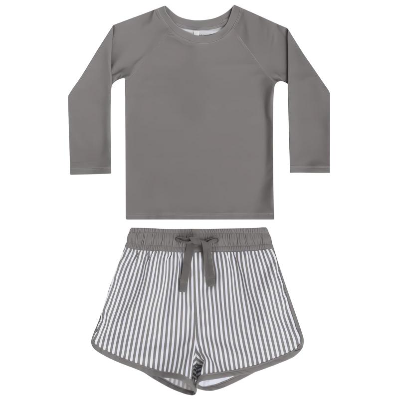 Rakuten - [GoUseGo] キッズ 水着 男の子 2点セット 長袖ラッシュガード スイムパンツ 子ども用水着 90～130cm 小学生用 スイムウェア 上下セット セパレート 子供 幼児 ベビー水着 幼稚園 保育園用 UPF50+ 紫