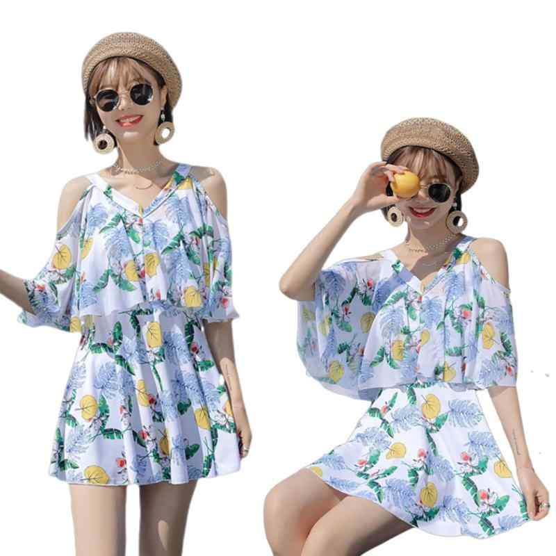 [Vasarhely] 水着 レディース水着 見せパンツ付き 2点セット 大きいサイズ セパレーツ スイムドレス ビーチウェア ビキニセット 女性用 水泳 ハイウエスト ショーツ スイミング 速乾 swimwear ミ