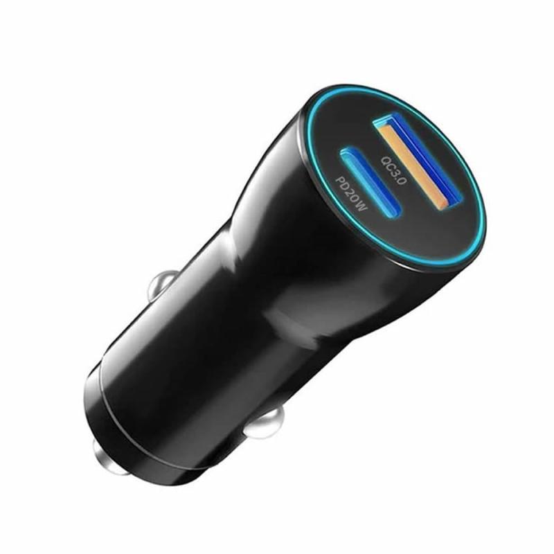 Lifepower 車載シガーソケット充電器 スリム 20W（USB TypeC）+QC3.0（USB TypeA）DC12V/24V対応 スマホ急速充電 PD&QC3.0 2台同時充電 QCPDCG2IN1-LP