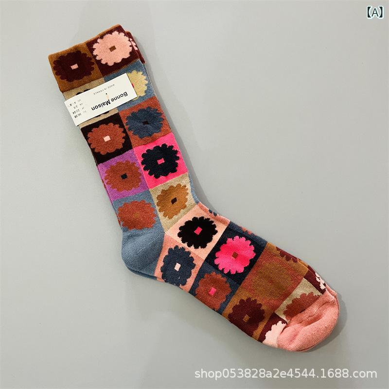 2個セット新品 フランス Bonne Maison 靴下 レディース 大衆 趣味 油絵 文芸 カラー ソックス生地名: コーマ綿骨なし縫製: いいえ: ミシンヘッド機能: 汗を吸収するパターン: CHARACTERS,カラーブロック,植物の...