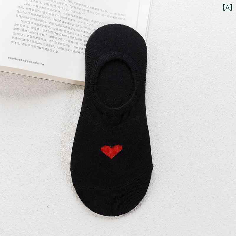 春と 夏の小さな 愛の 目に 見えない 靴下 女性の 靴下 綿の 靴下 浅い 口の ボート ソックス 半分 隠..