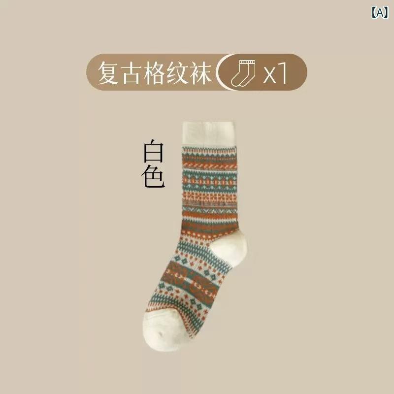 春と 秋の 女性 用 ミッドカーフソックス、 レ トロな 香港 スタイルの エスニック スタイルの ストライプ ソックス、 インターネットセレブスタイルの メイラードトレンディソックス