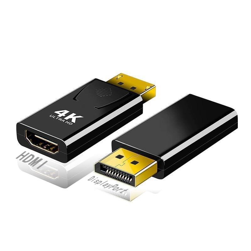 IYUANEPRO DisplayPort - HDMIアダプター、4Kデジタルビデオコンバーター、ブラック(2パック)