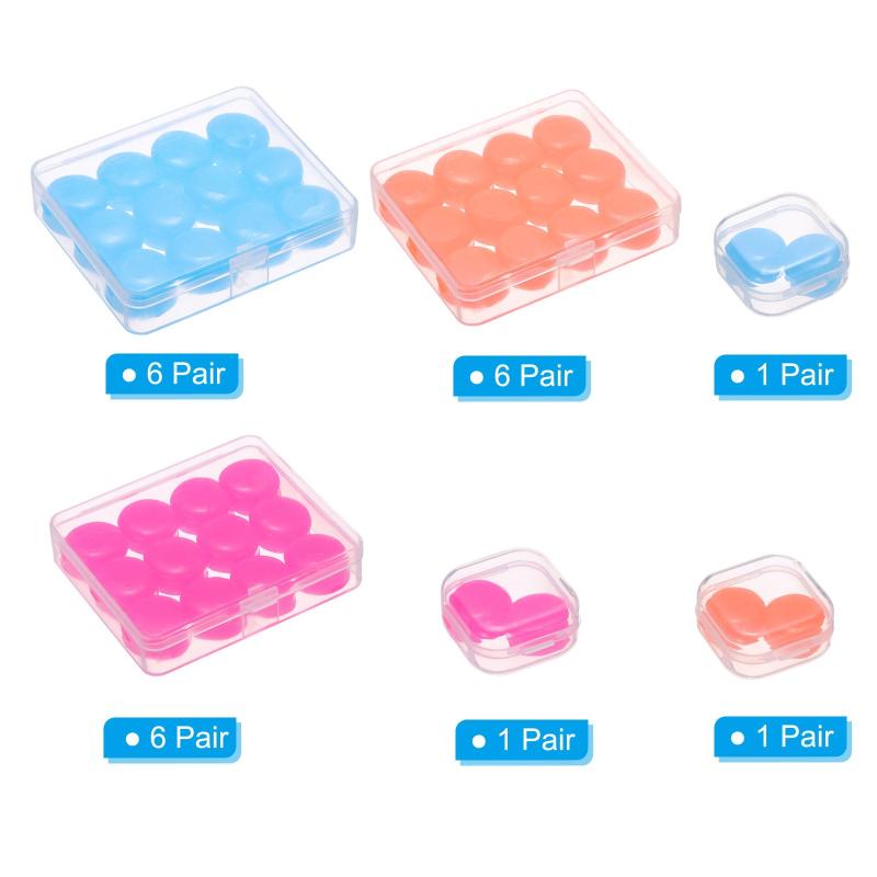 スカイライトのPATIKIL シリコン製耳栓 42個 睡眠用耳栓 ノイズキャンセリング 水泳用耳栓 ブロッキング耳栓 成型可能 ケース付き 水泳 睡眠 旅行用 ブルー/オレンジ/レッド｜アングル3