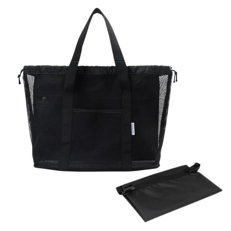 [all de blue] スパバッグ 温泉バッグ ドライバッグ ポーチ付き メッシュ サウナ 銭湯 お風呂...