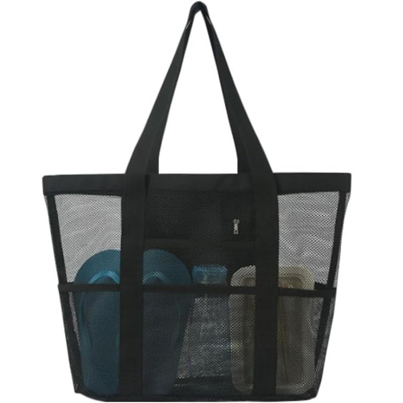 [HarnyLoom] プールバッグ 大人 ビーチバッグ メッシュバッグ 大容量 折り畳み可能 手提げ 通気性 大容量 着替え収納 速乾 ビーチバッグ 小物ポケット付き ビーチ/ショッピング/水泳/ジム/スパ/