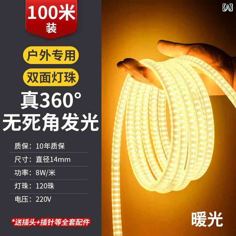 両面 ラウンド 100 m ストリップ LED ソフトライトストリップ 220 v超高 輝度 COB ...