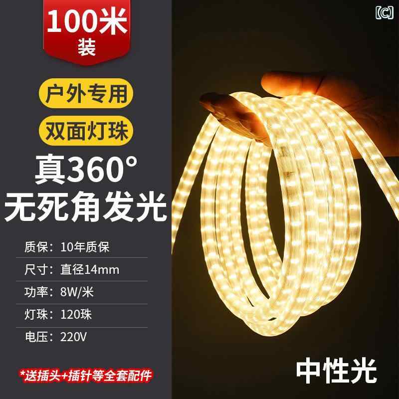 両面 ラウンド 100 m ストリップ LED ソフトライトストリップ 220 v超高 輝度 COB ...