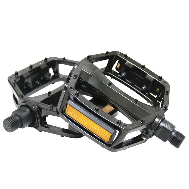 自転車 ペダル 2個セット 軽量 アルミ合金 フラットペダル ロードバイク/クロスバイク/MTB マウンテンバイクなど用 リフレクター付