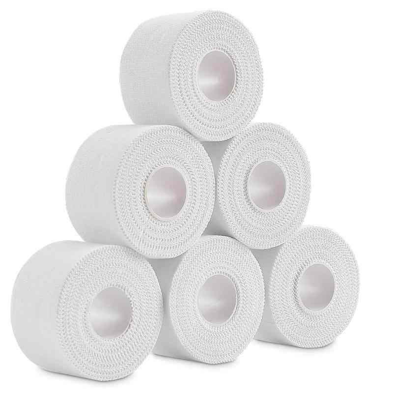 ホワイト テープ 固定テープ 非伸縮 白 50mm/38mmx10m 6巻 通気性綿アスレチックテープ 手で切れ 関節安定・固定用 圧迫 指 膝