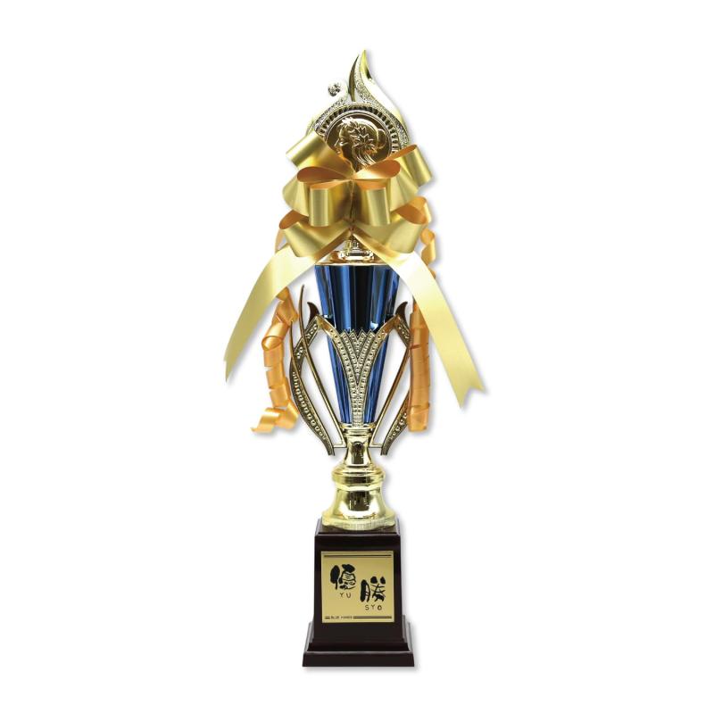 文字入り トロフィー 高さ約38cm いいね 優勝 第一位 ゴールドリボン付き 卒団 卒業…