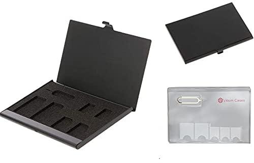 V4sim Cases リリースピン付属 SIMカードケース アルミ カード型 シムカード ホルダー 旅行 出張 保管 Black