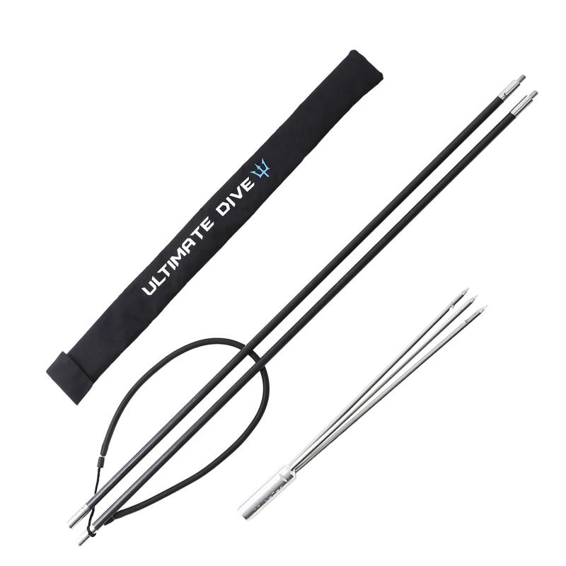 Ultimate Dive 銛 魚突き 210cm カーボン セット (2ピース / 3又 パラライザー 銛先) 魚にダメージ少いかえし 射速とリーチのある万能型 (ステンレス/防さび加工) スピアフィッシング アルティメッ