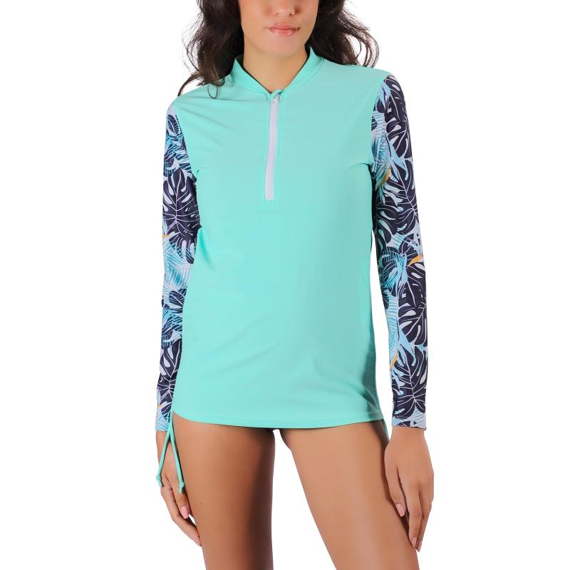[LACOFIA] ラッシュガード レディース 長袖 スイムウェア フィットネス水着 伸縮性 速乾 UVカット 体型カバー ハーフジップ 水陸両用