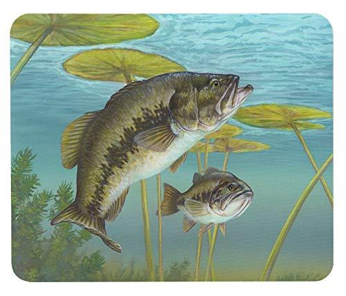 水面下に潜む二匹のブラックバスのマウスパッド：フォトパッド（ 世界の釣魚シリー...