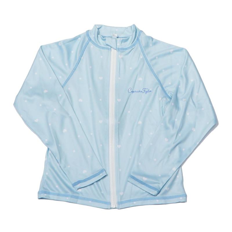 [BEACHMEMORY] ハートドット柄ラッシュガード 長袖 ジップ 女の子 キッズ 水着 子供 ジュニア 女子 女児