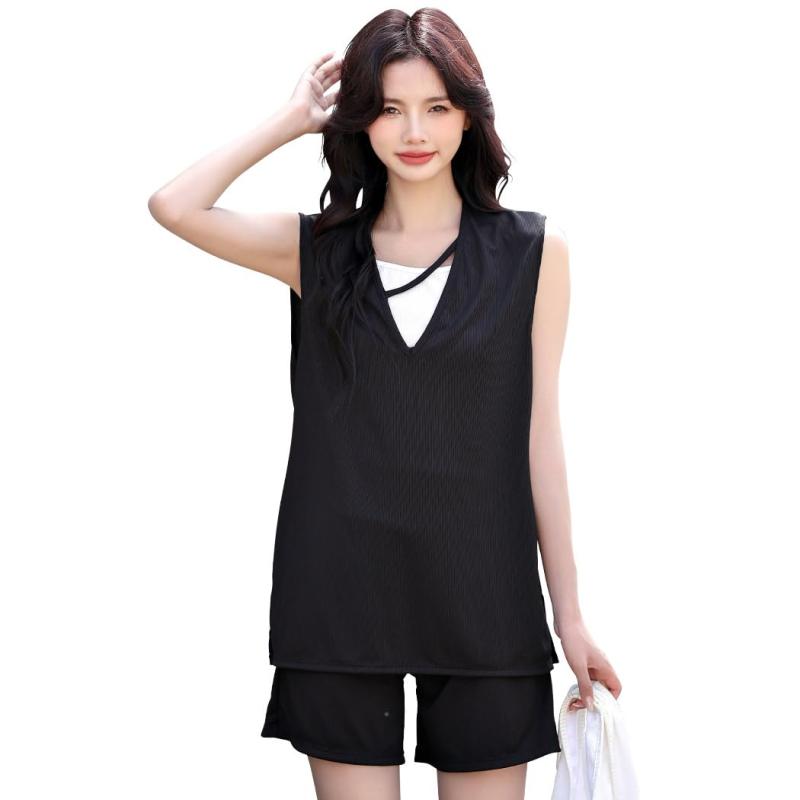 [Teddy] ラッシュガード レディース ショートパンツ 上下セット 水陸両用 体型カバー フードなし rashguard038