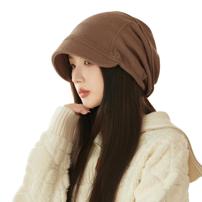 Rakuten - [SIVAN] 【顔が小さく見える】ニット帽 レディース 秋冬 【定番なつば付きニット帽・柔らかさの2層仕立て】 暖かい 防寒防風 抗菌防臭 保温 大きいサイズ ストレッチ性 帽子 ニット帽子 ニッ