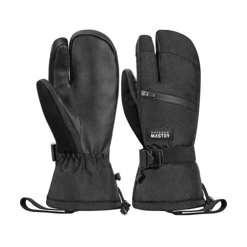 [OutdoorMaster] スキーグローブ メンズ レディース 3本指グラブ 2倍保温 防寒 防水 スノボ グローブ 手袋 スノーグローブ 滑り止め加工 スマホ対応 防寒グローブ スキー手袋 厚手 防風 保温 紛失の商品画像