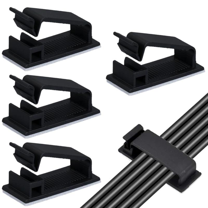 GEJ-Tech ケーブルクリップ 配線整理 ケーブルホルダー 両面テープ付 黒 白 配線止め