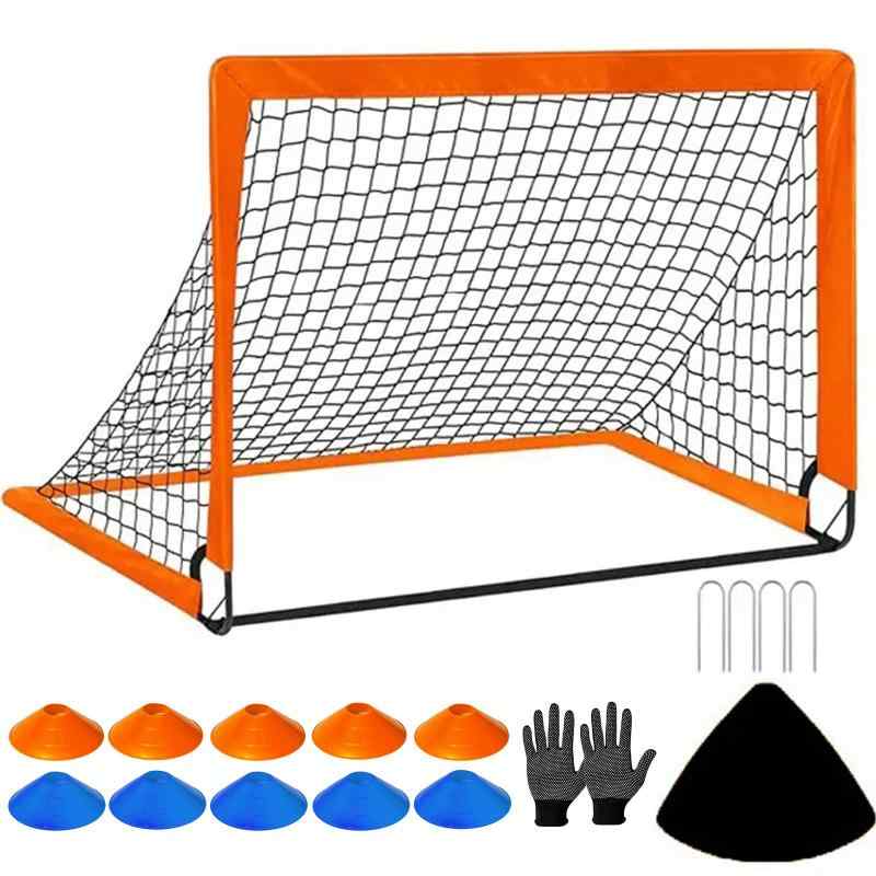 ELECTRO-WEIDEWORLD サッカーゴール 120x90cm 簡単組み立て 折り畳み収納 マーカーコーン付き 室内屋外兼用 ミニゴールセット 収納バッグ付き 持ち運び サッカー フットサル 練習器具 試合 対戦 卒