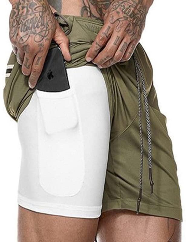 ハーフパンツ メンズ スポーツ トレーニングパンツ 裏ポケット付き ジムウェア ショートパンツ インナー付き フィットネス ジムウェア ファスナーポケット コンプレッションウェア