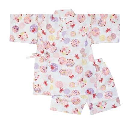 Rakuten - [アンジェリックニーナ] R7 甚平スーツ 女の子 甚平女の子 (1.手まり（ホワイト）, 100cm)